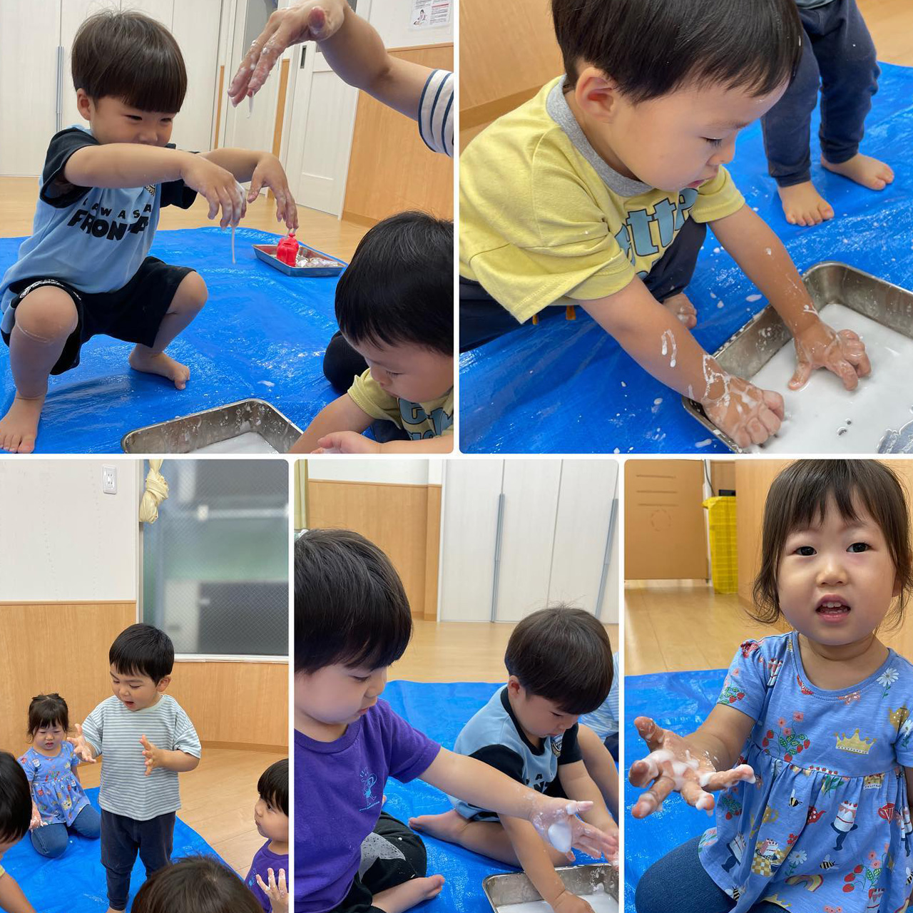 あいみーBelle鹿島田保育園 片栗粉で感触遊びの画像