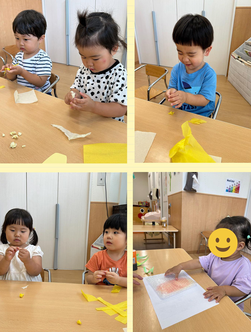 あいみーBelle鹿島田保育園 とうもろこしの皮むき