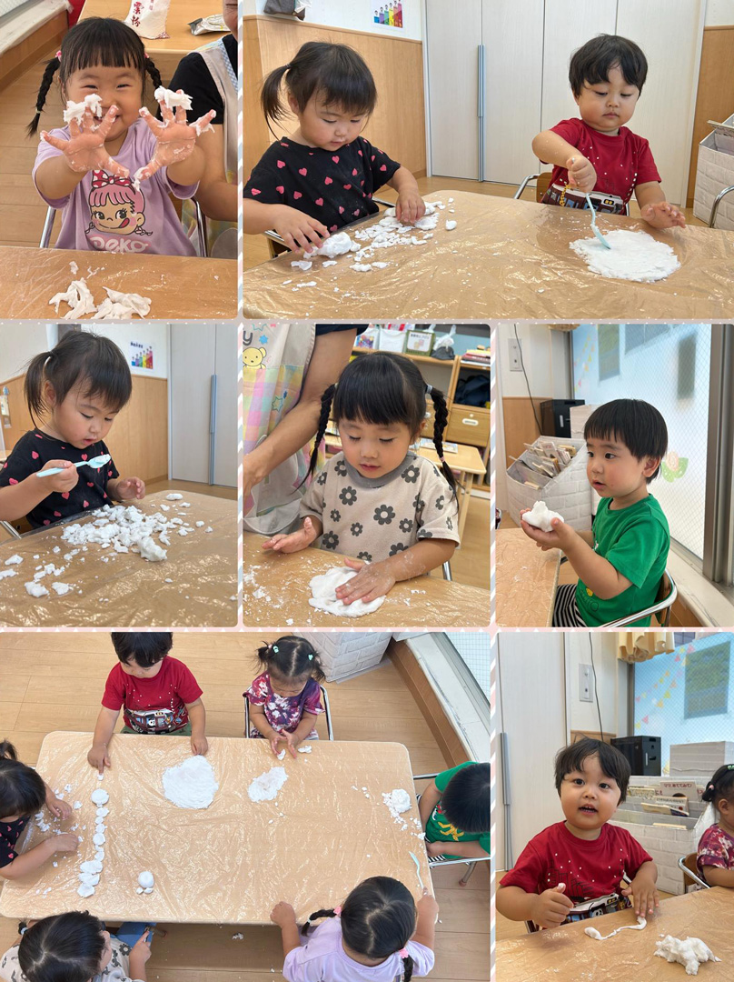 あいみーBelle鹿島田保育園 感触遊びをしました