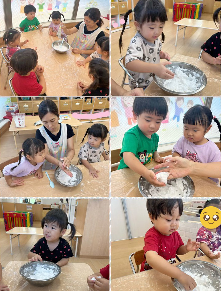 あいみーBelle鹿島田保育園 感触遊びをしました